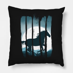 Beautiful horse galloping on sand Pillow