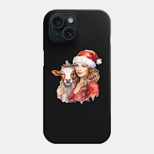 Farm Lady with Cow Celebrate Christmas Phone Case