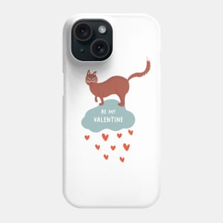 Cute romantic illustration with cat, hearts and declaration of love Phone Case