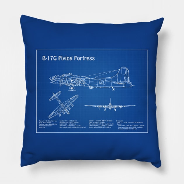 Boeing B-17 Flying Fortress Bomber - AD Pillow by SPJE Illustration Photography