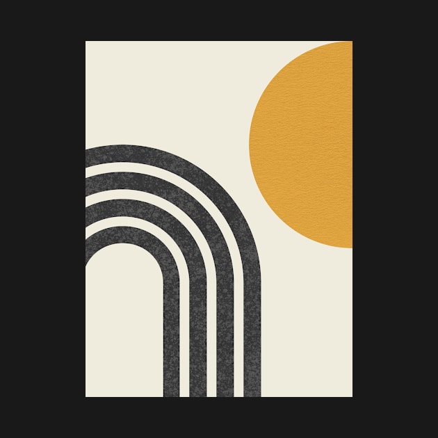 Mid century modern gold - Sun & Rainbow by moonlightprint