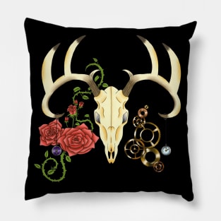 Steampunk deer skull Pillow