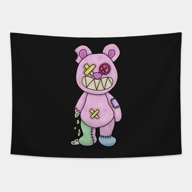 Zombie creepy kawaii teddy bear Tapestry by Becky-Marie