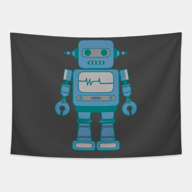 blue gray smart robot Tapestry by dablohotaka