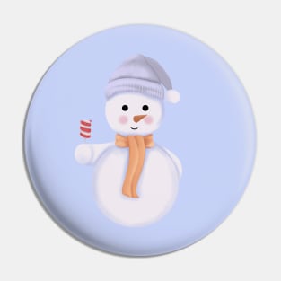 Christmas Snowman with Scarf,Beanie and Marshmallow. Pin