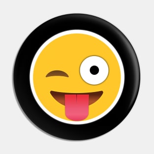 Winking Face with Tongue Emoji Pin