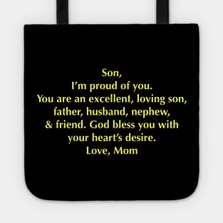 Meaningful Message to Son from Mom: Gifts for Son from Mom Tote
