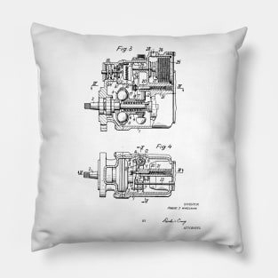 Control Mechanism for Adjusting the Fuel Engine Vintage Patent Hand Drawing Pillow