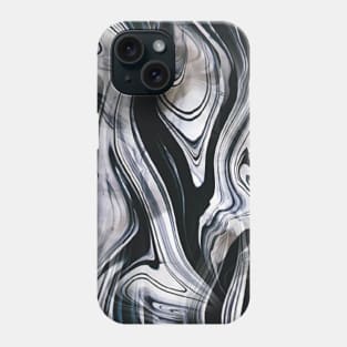 Black and White Swirl Marble Glass Phone Case