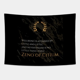 Little Steps to Wellbeing: 'Wellbeing is attained by little and little, and nevertheless is no little thing itself.' -Zeno of Citium Design Tapestry