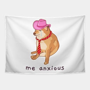 Me anxious Dog Meme Tapestry