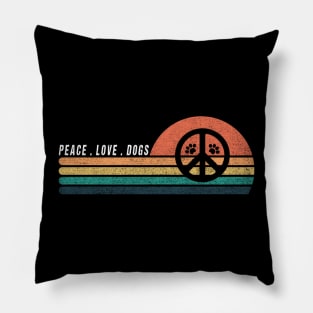 Vintage Retro Peace Love Dogs Tees Peace Sign Paw Dog Lover Pillow