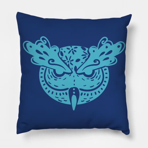 Colorful Alebrije Owl Head Pillow by SLAG_Creative
