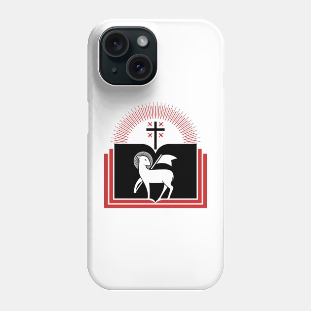 Christian illustration. Lamb of God on the background of the open book of life. Phone Case by Reformer