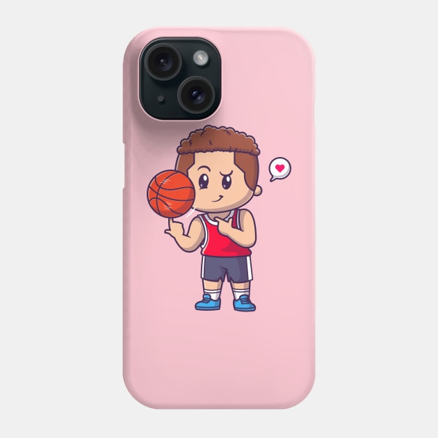 Cute Boy Playing Basket Cartoon Phone Case by Catalyst Labs