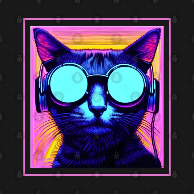 Cool Pop Art Cat with Sunglasses and Headphones by Daz Art & Designs