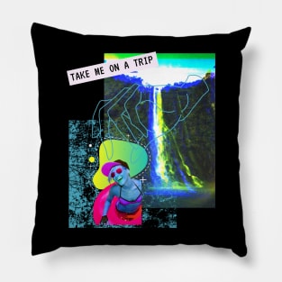 Soultrip Trip Wasserfall Glitch Fun Vaporwave God Pillow