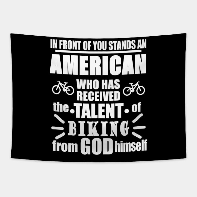 America USA Biking Downhill Cycling Tour Cycling Tapestry by FindYourFavouriteDesign