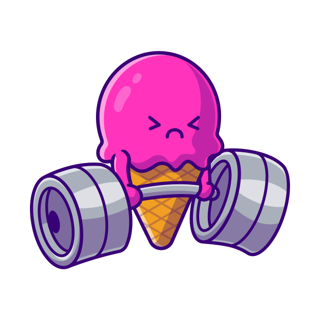 Cute Ice Cream Cone Lifting Dumbbell Cartoon by Catalyst Labs