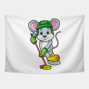 Mouse at Ice hockey with Ice hockey stick Tapestry