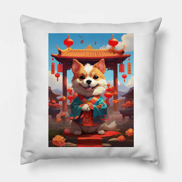 KUNG HEI FAT CHOI – THE DOG Pillow by likbatonboot