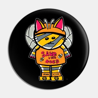 Save the bees roller cat Pin