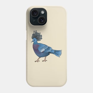 Victoria crowned pigeon bird cartoon illustration Phone Case