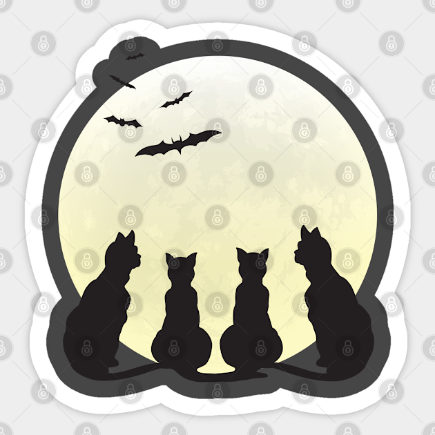 Cats & the Full Moon - Full Moon Cats - Sticker