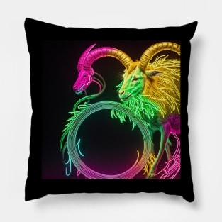 neon capricorn Pillow