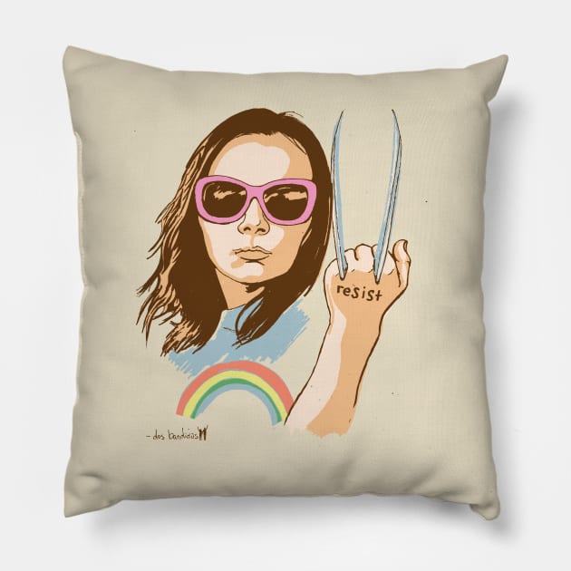 X-23 Resist!!! Pillow by dosbandidosart