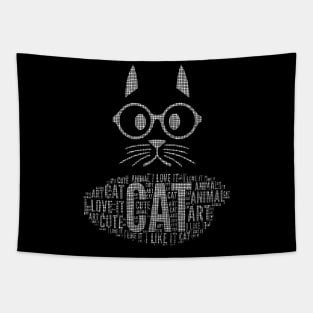 Grid Cat Cool Art Tapestry