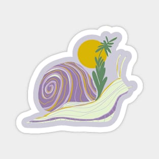 Snail and the sun - lilac and green Magnet