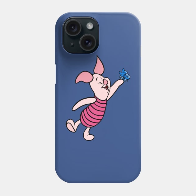 Little Pig with Awareness Ribbon Butterfly (Blue) Phone Case by CaitlynConnor