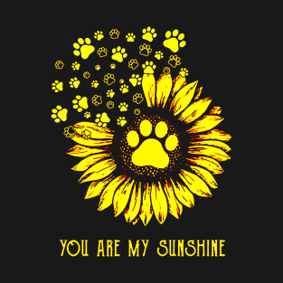 Sunshine Sunflower Dog Paw T-Shirt