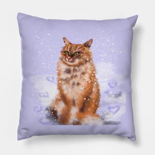 snow cat red Pillow