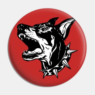 Angry Doberman Dog Black&White Pin