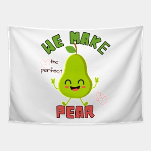 Punny Love: Cartoon Pear Perfection Tapestry