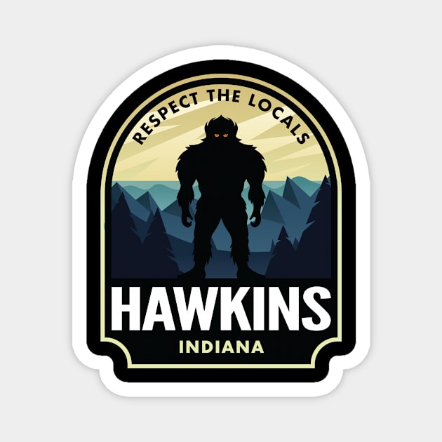 Hawkins Indiana Bigfoot Sasquatch Magnet by HalpinDesign