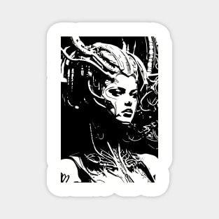 science fiction woman cyborg Magnet