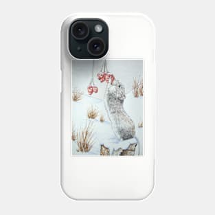 Cute mouse and red berries snow scene wildlife Phone Case