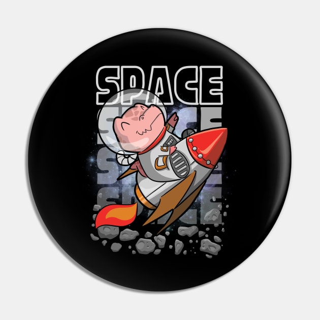 Cute Astronaut Dinosaur Tyrannosaurus Rex Flying on a rocket into Space Pin by DinoMart