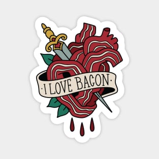 I Love Bacon | Bacon Heart Tattoo Magnet