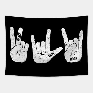 Rock Love Peace Hand Symbol Tapestry