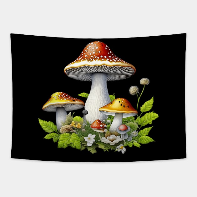 Cottagecore Mushrooms Tapestry by Norse Magic