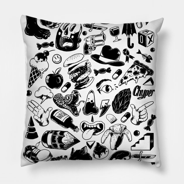 BadAz Doodles (Light) Pillow by BadAz Collectibles