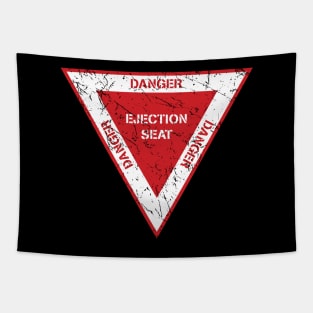 Ejection Seat Danger Warning Triangle Military Fighter Jet Aircraft Distressed Design Tapestry