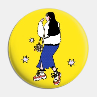 Girl with Cool Sneakers Pin