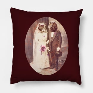 Owl and Pussycat Wedding purple Pillow