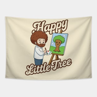 Happy Little Tree – Funny Bob-Inspired Art Tee Tapestry