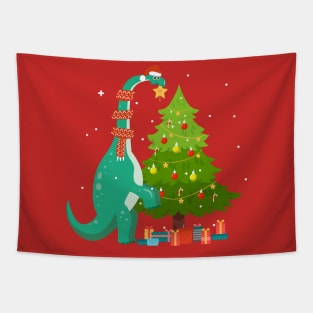 Funny Dinosaur Christmas Tree Tapestry